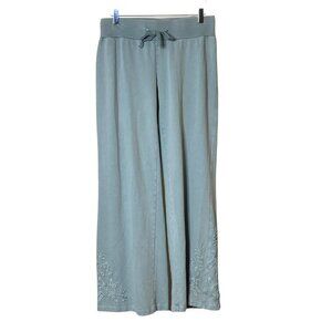 NWT Karyn Seo Bryn Embroidered Wide Leg Drawstring Pants in Vintage Blue Sz. S